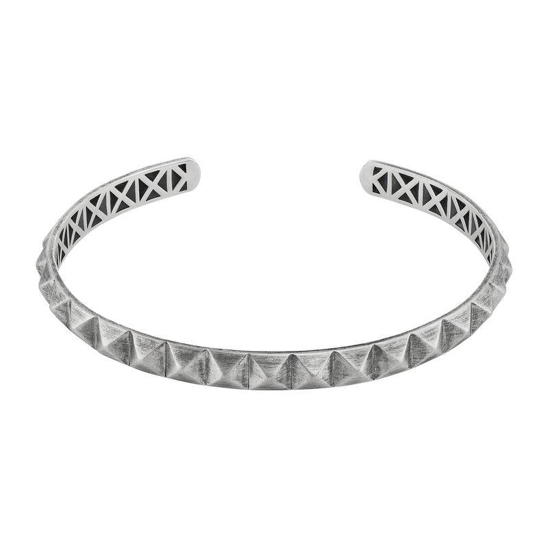 Studded Open Cuff Bracelet for Men in Sterling Silver-1 product photo