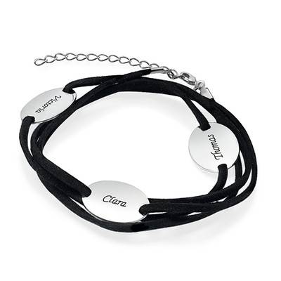 Semsket wrap-armbånd med personalisert anheng-5 produktbilde
