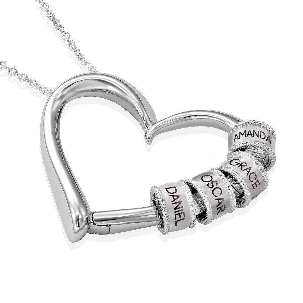 Charming Heart Necklace with Engraved Beads in Sterling Silver-2 product photo