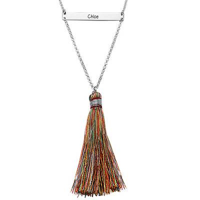 Tassel Jewelry - Engraved Bar Necklace-3 product photo