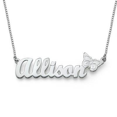 Teen's Butterfly Name Necklace in Sterling Silver product photo