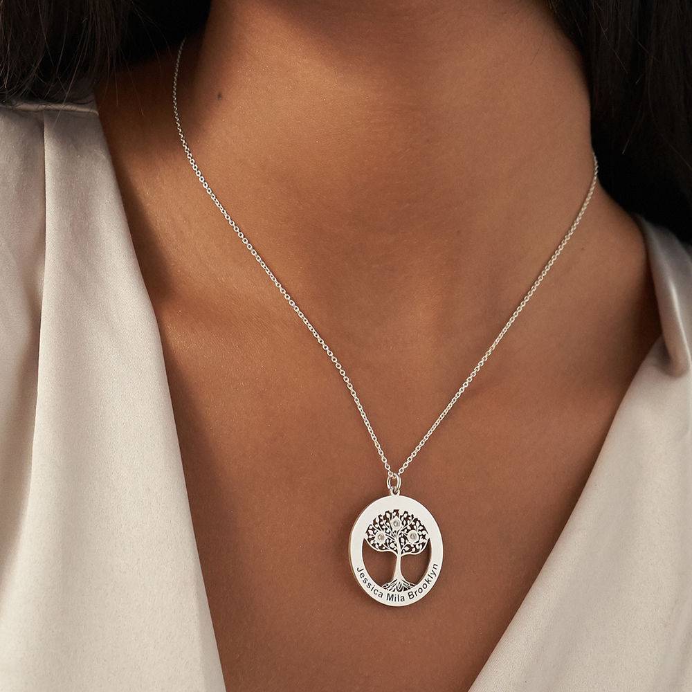 Tree of Life Necklace with Diamonds in Sterling Silver-5 product photo