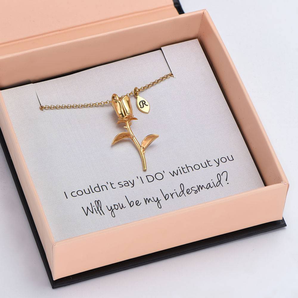 The Bridesmaid's Rose - Initial Charms Necklace in 18K Gold Plating product photo