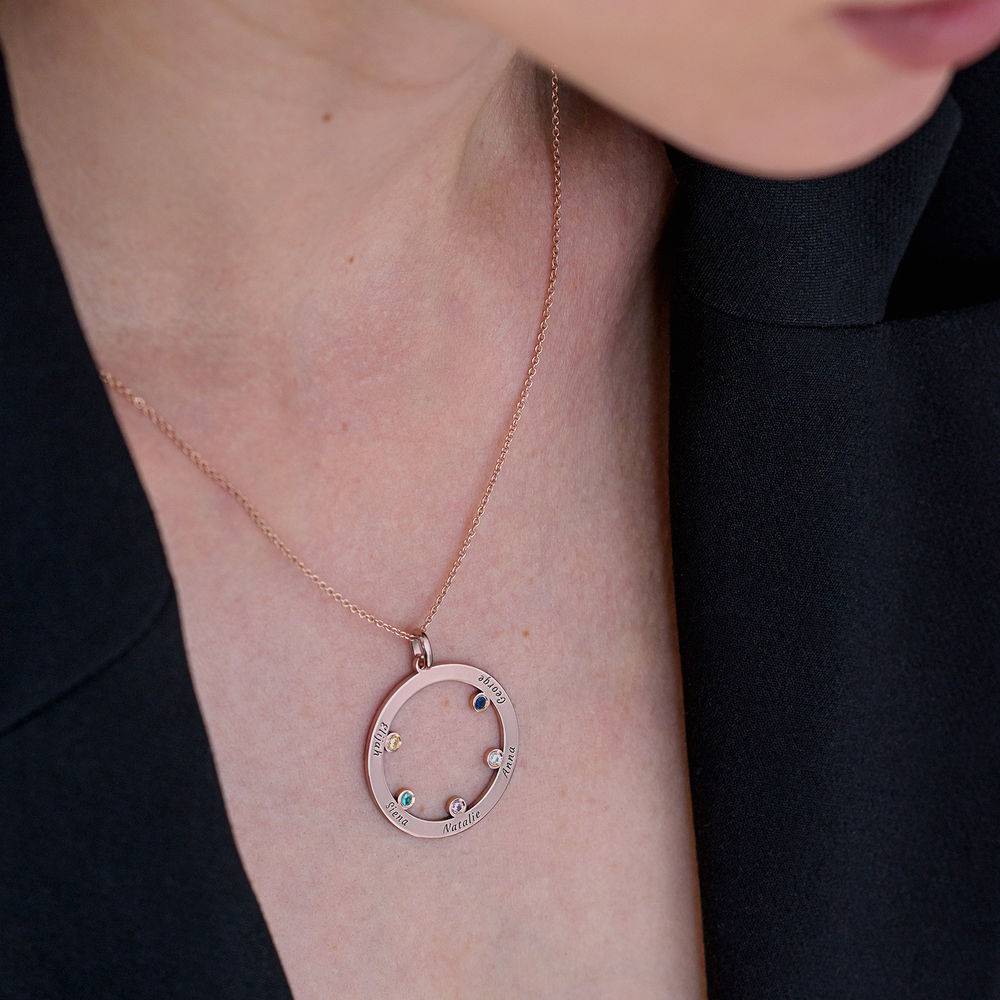 The Family Circle Necklace with Birthstones in Rose Gold Plating product photo
