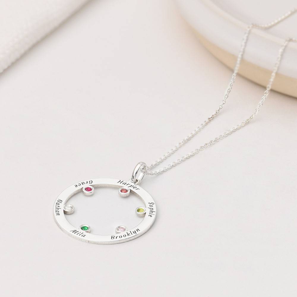 The Family Circle Necklace with Birthstones in Sterling Silver product photo