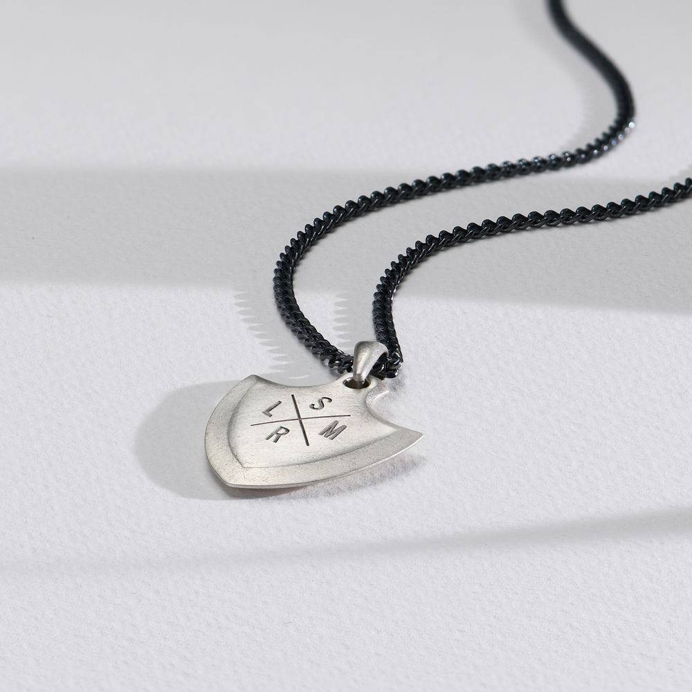 The Shield Men Necklace in Matte Sterling Silver-2 product photo