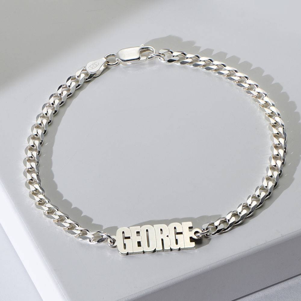 Thick Chain Name Bracelet in Sterling Siver-2 product photo