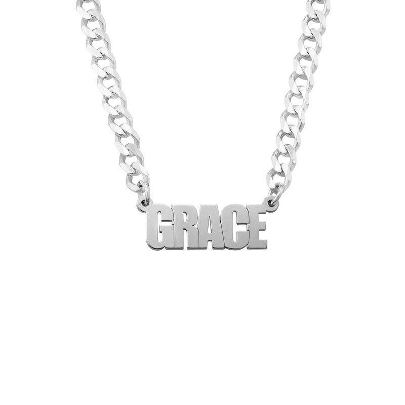 Thick Chain Name Necklace in Silver-1 product photo