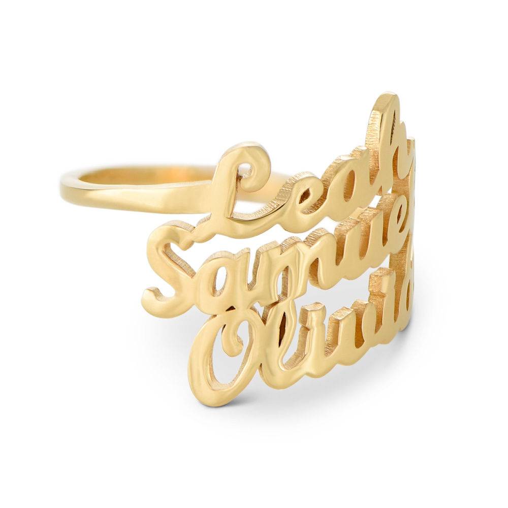 Script Triple Name Ring in 18ct Gold Plating-1 product photo