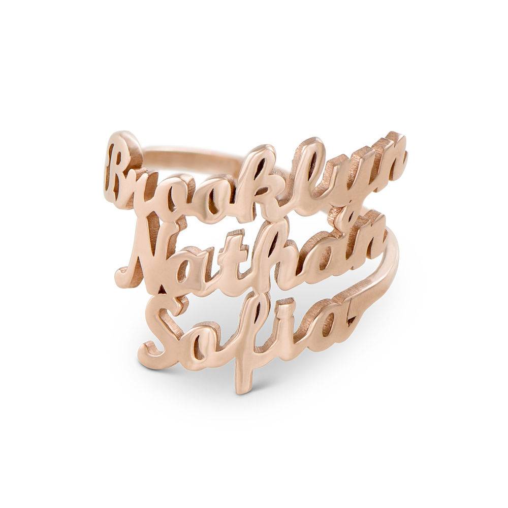 Script Triple Name Ring in 18ct Rose Gold Plating product photo