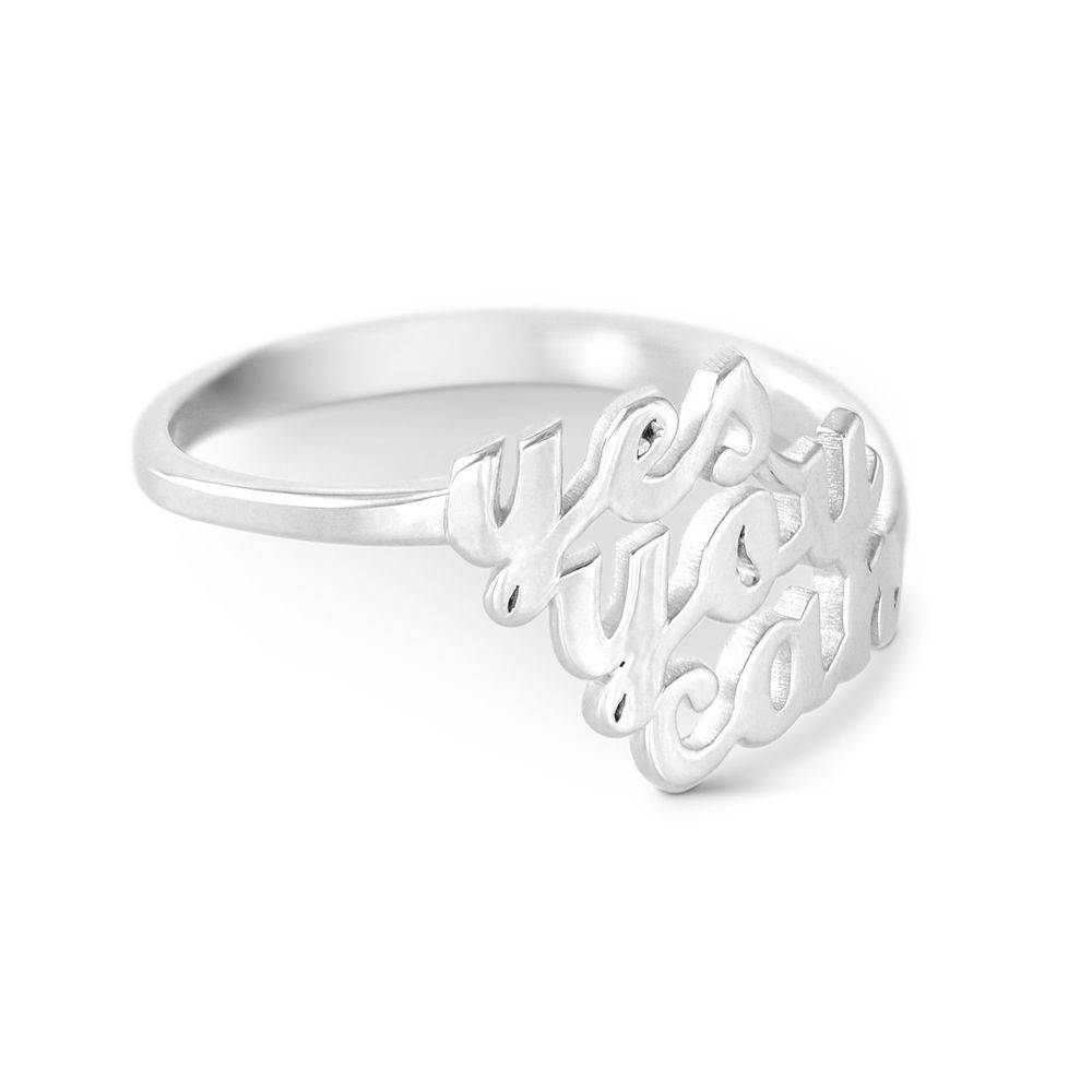 Script Triple Name Ring in Sterling Silver-2 product photo
