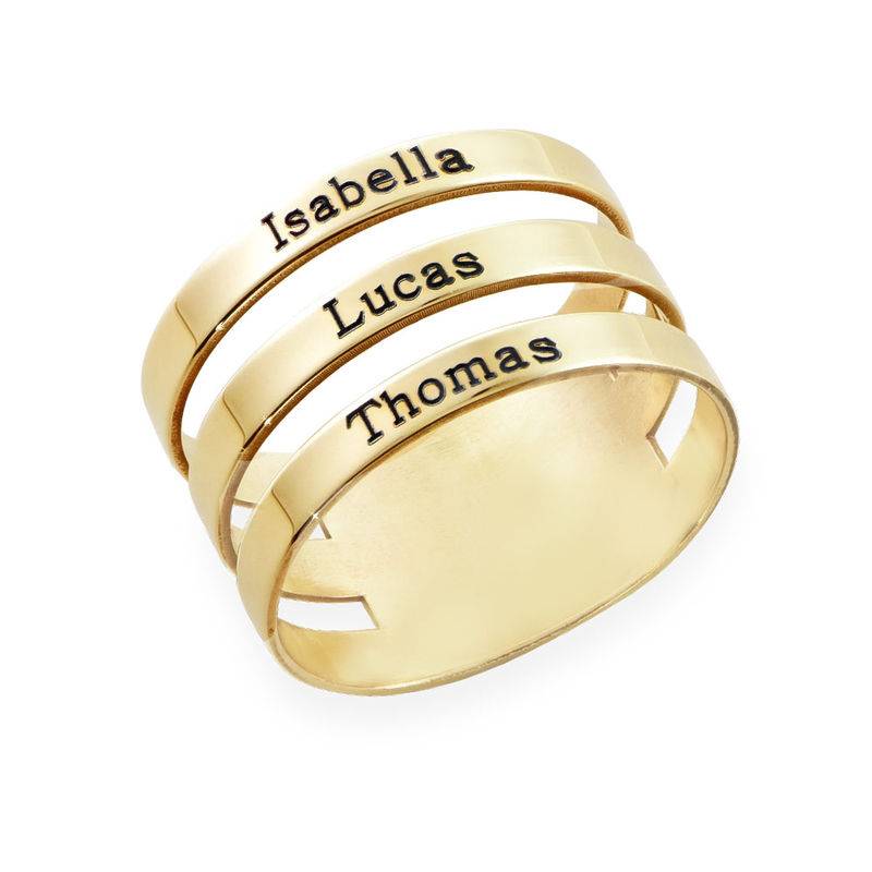 Tre ringer med navn i 10K gult gull-3 produktbilde