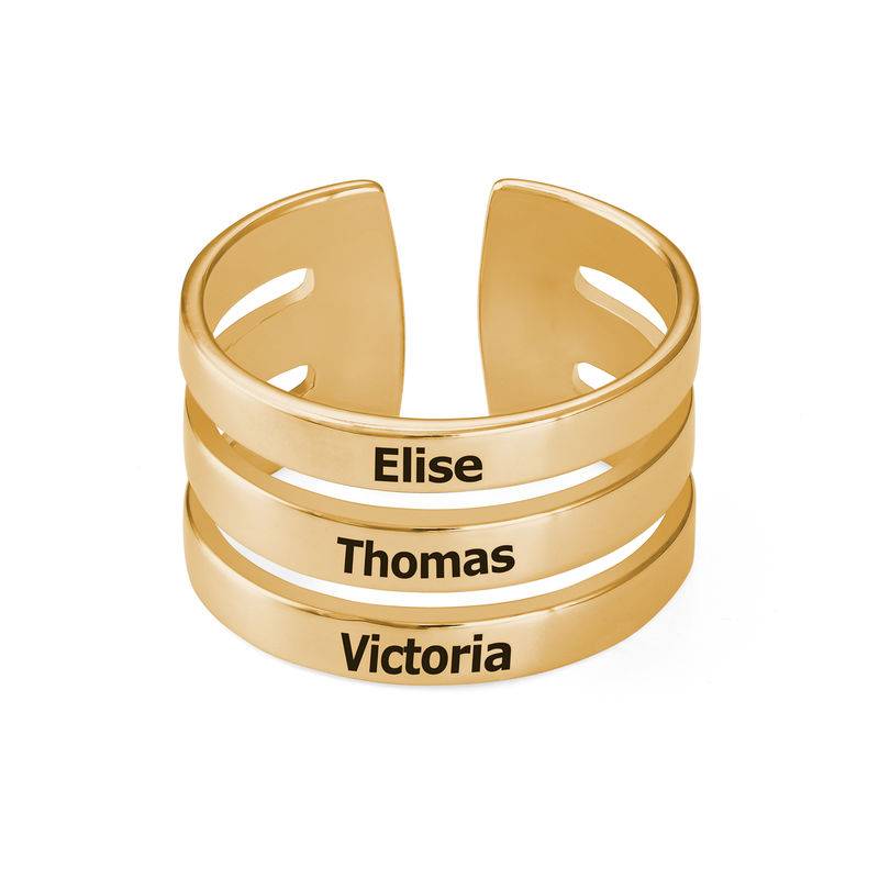 Ring met drie namen in Goud Verguld Vermeil-4 Productfoto