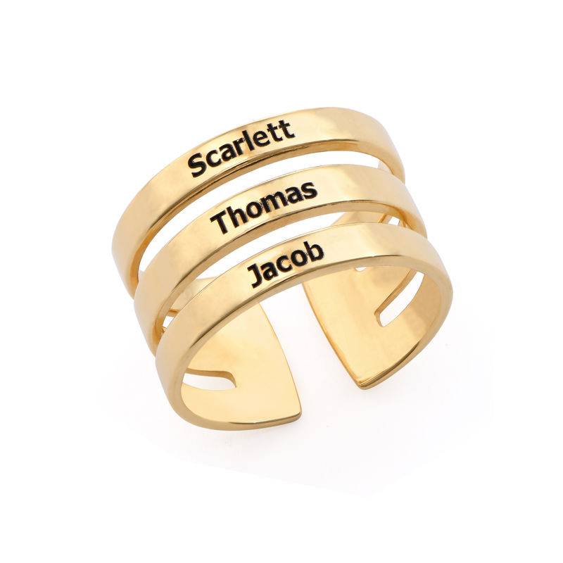 Vergoldeter Ring mit drei Namen Produktfoto