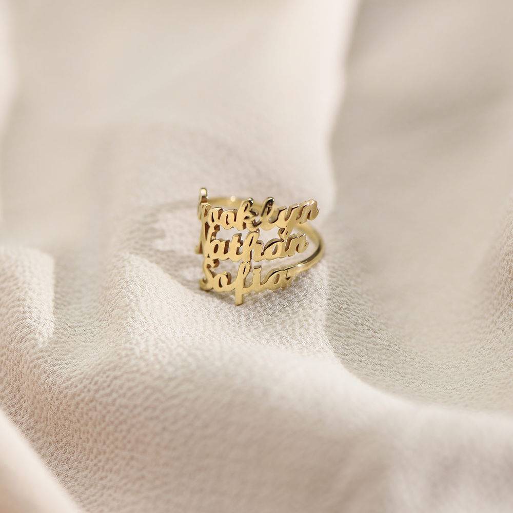 Script Triple Name Ring in Gold Vermeil-3 product photo