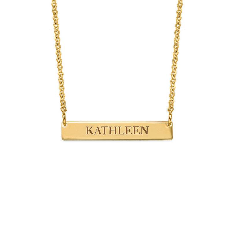 Tiny 18K Gold Plated Bar Necklace with Engraving for Teens product photo