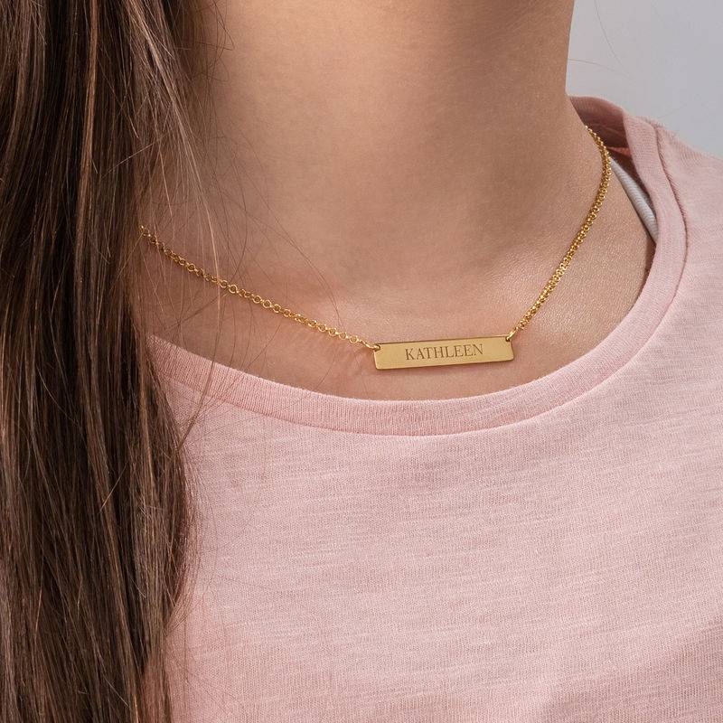 Tiny 18ct Gold Plated Bar Necklace with Engraving for Teens-1 product photo