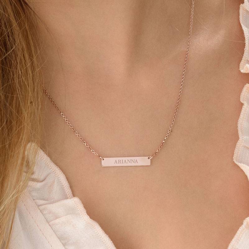 Tiny 18ct Plated Rose Gold Bar Necklace with Engraving product photo