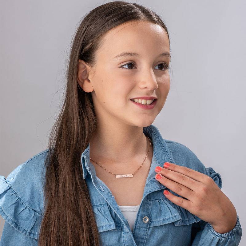 Tiny 18ct Rose Gold Plated Bar Necklace with Engraving for Teens Tiny 18ct Rose Gold Plated Bar Necklace with Engraving for Teens product photo