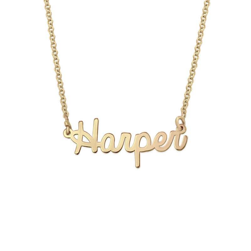 Tiny Personalised Jewellery - Cursive Name Necklace in 18ct Gold Plating-3 product photo
