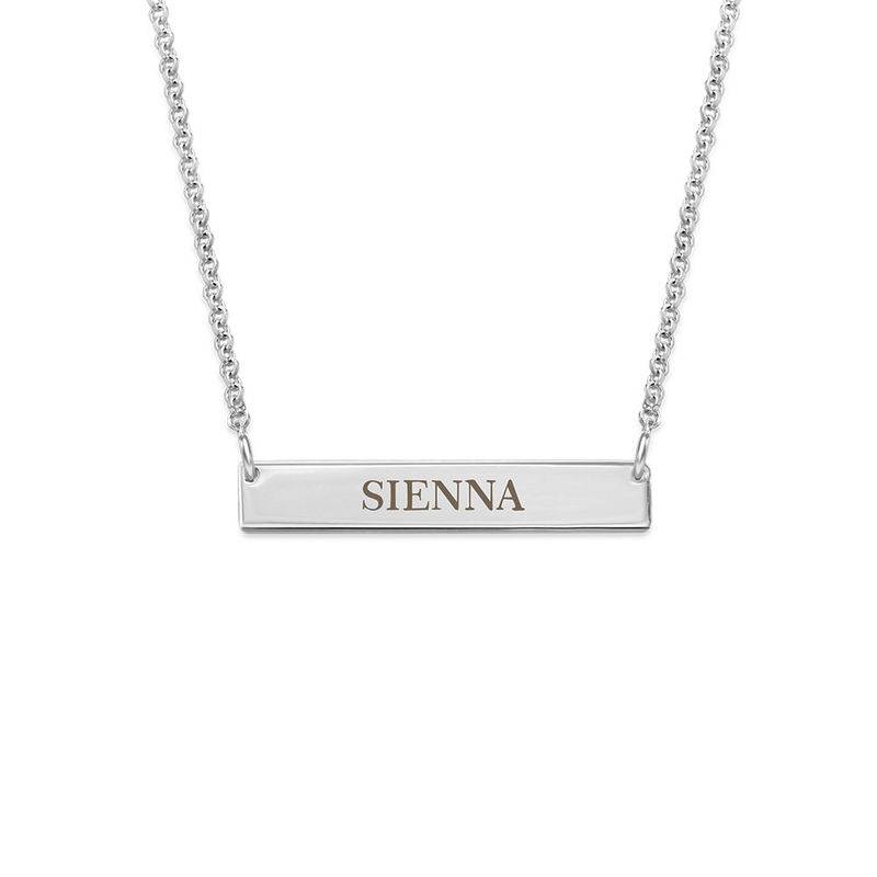 Tiny Sterling Silver Bar Necklace with Engraving for Teens-3 product photo