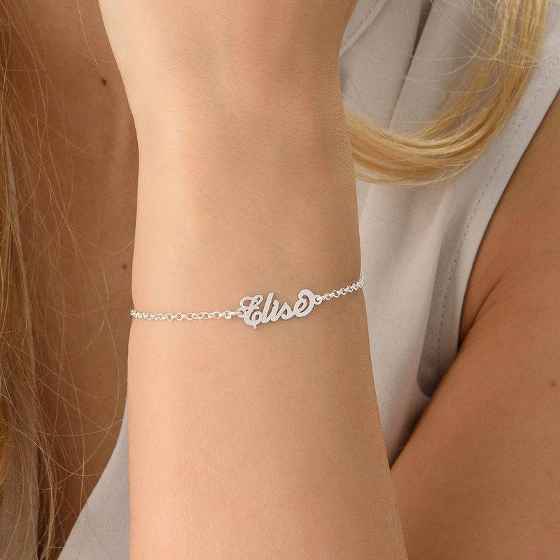 Tiny Sterling Silver Carrie Style Name Bracelet-3 product photo