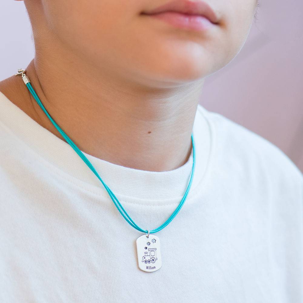 Zug Dog Tag Halskette für Kinder - 925er Sterlingsilber-4 Produktfoto