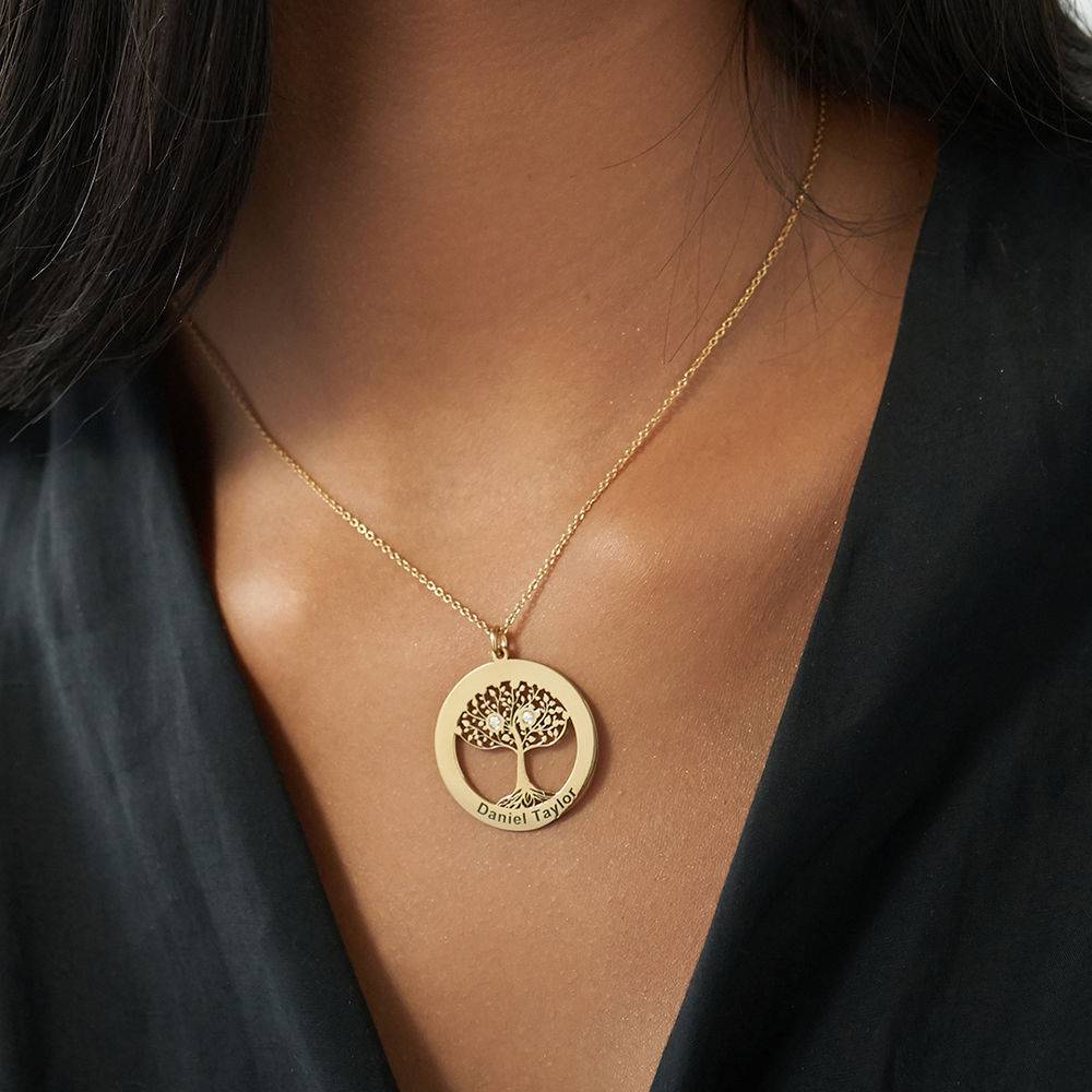 Tree of Life Necklace with Diamonds in 18ct Gold Plating-3 product photo