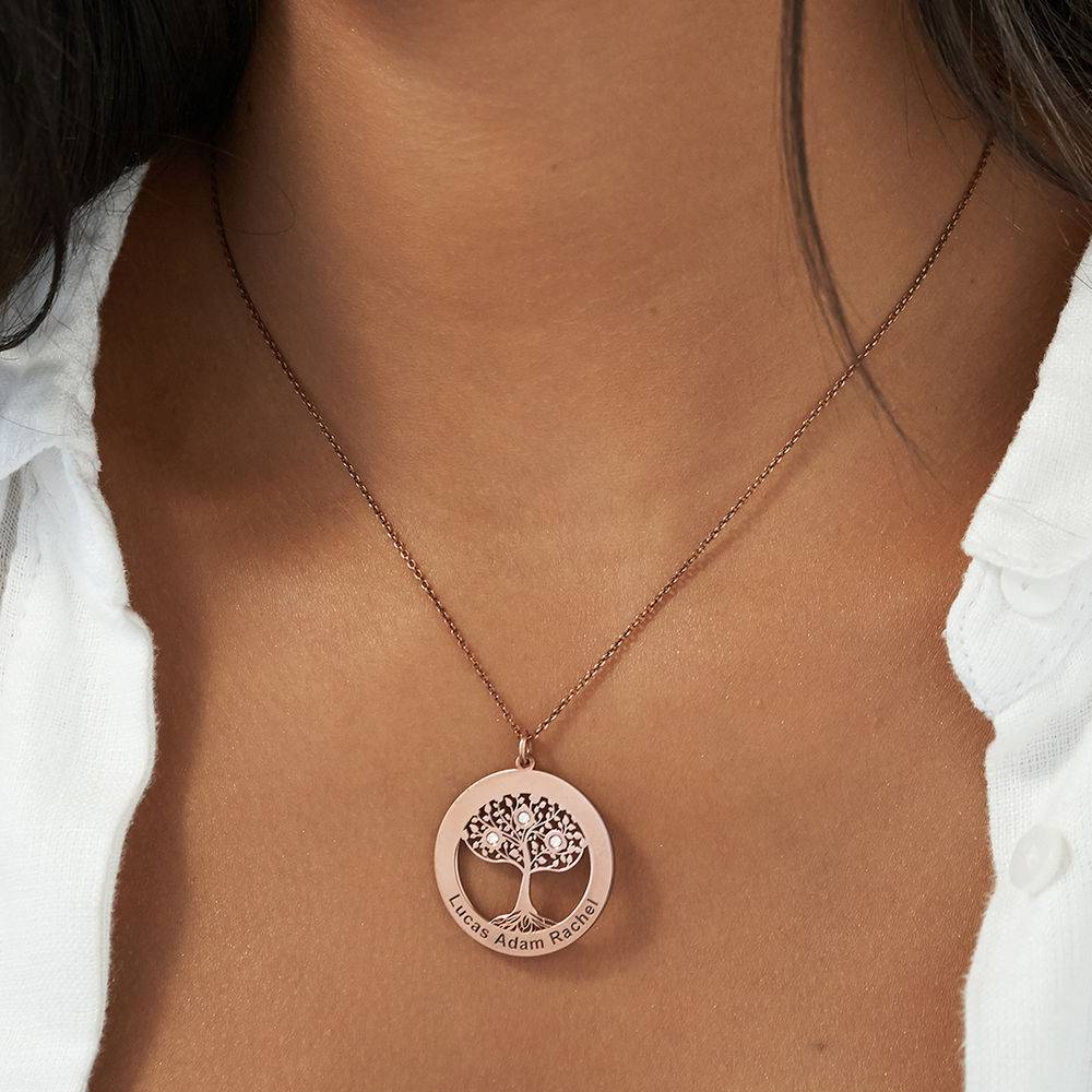 Tree of Life Necklace in 18k Rose Gold Plating with Diamonds product photo