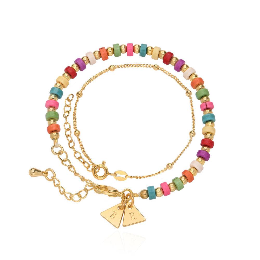 Tropical Layered Beads Bracelet/Anklet  with Initials in Gold Plating-1 product photo
