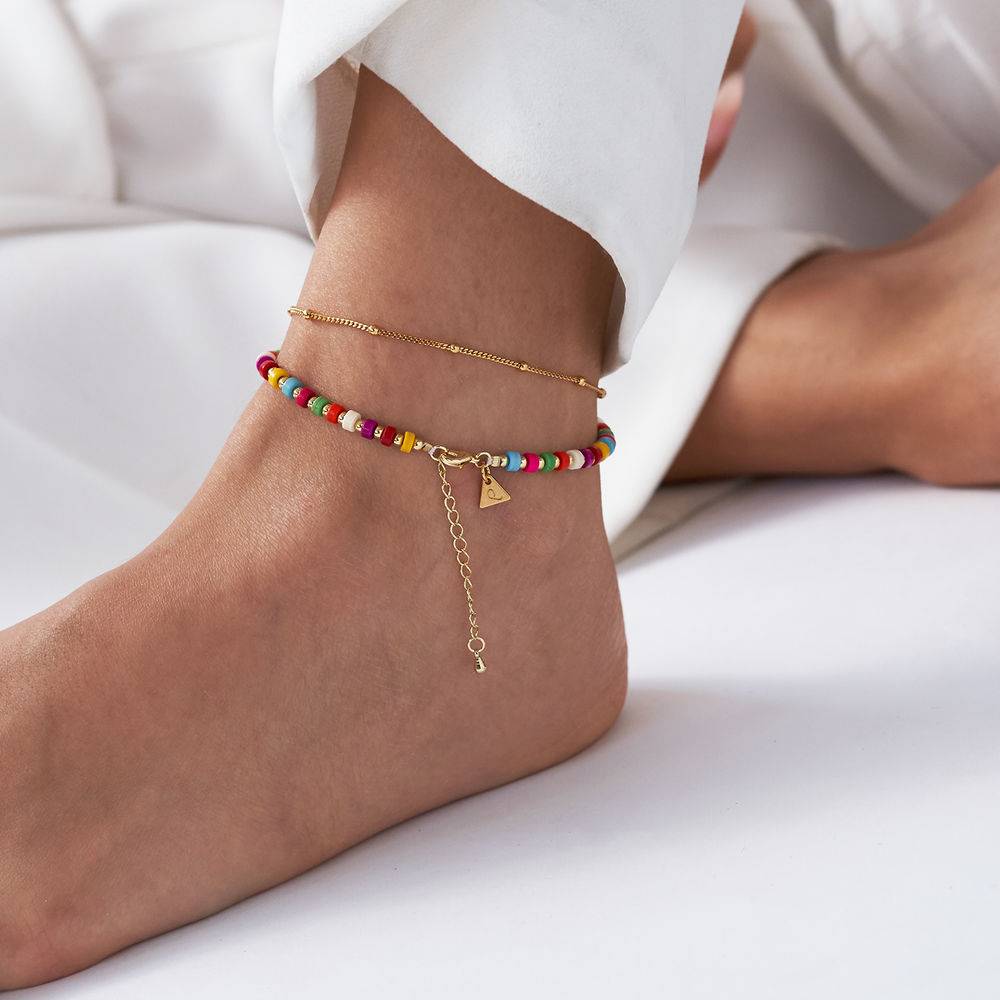 Tropical Layered Beads Bracelet/Anklet  with Initials in Gold Plating-5 product photo