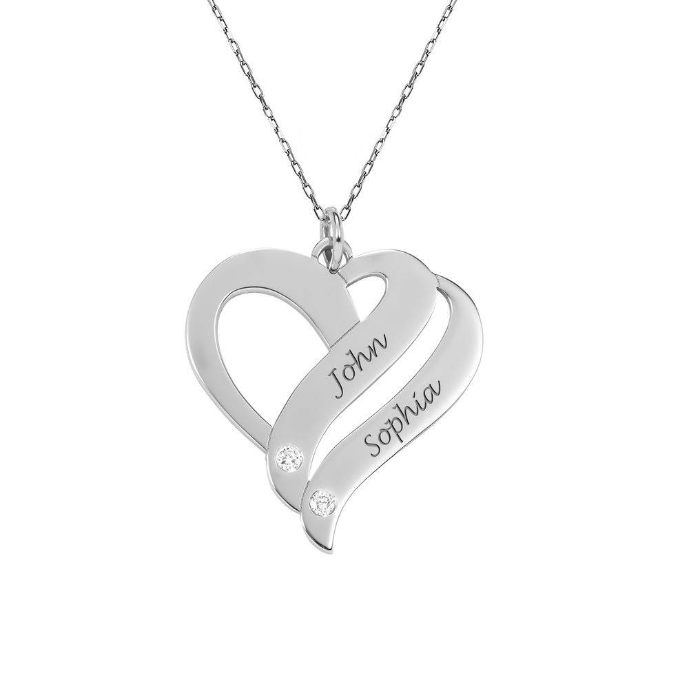 Two Hearts Forever One 10ct White Necklace with Diamond product photo