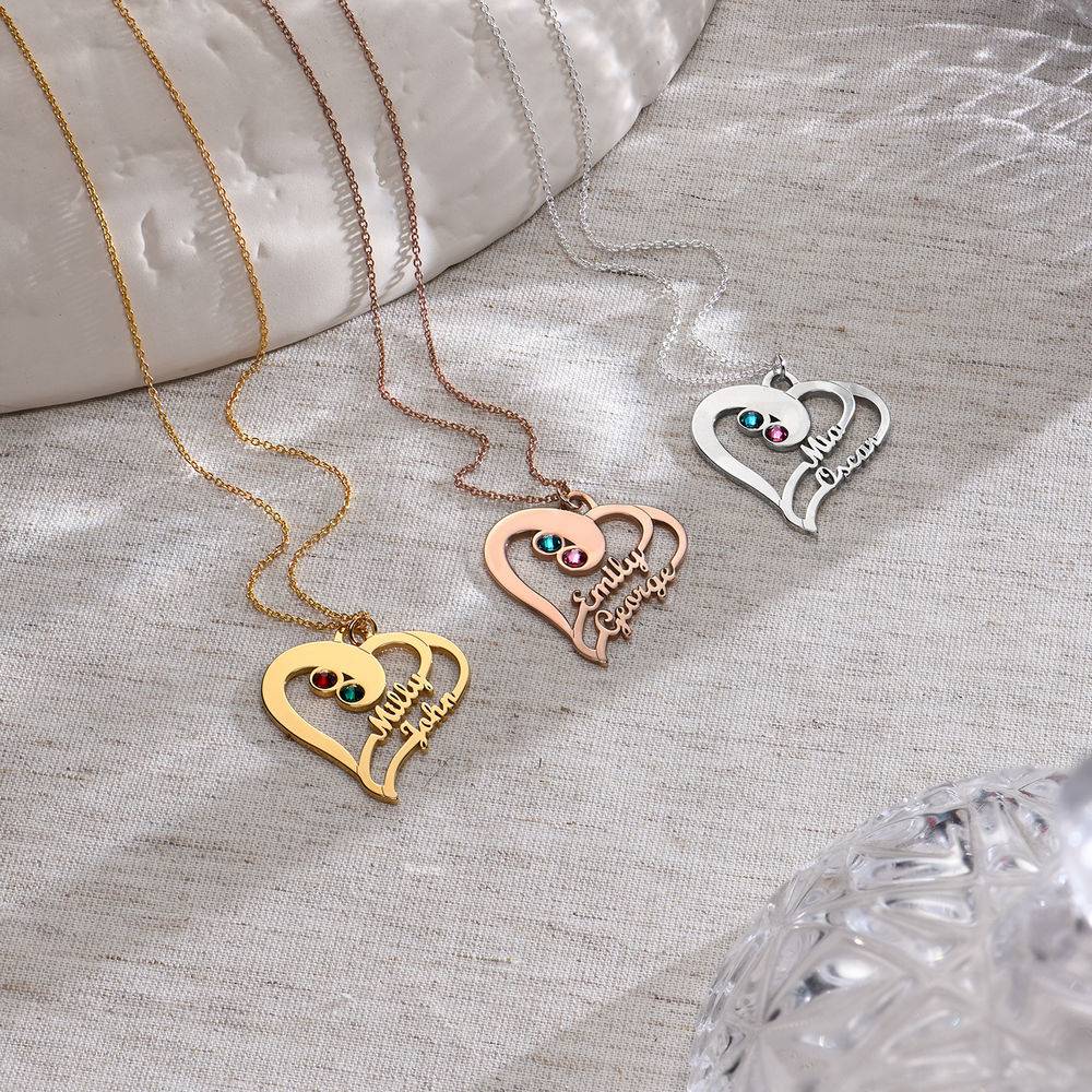 To hjerter for evigt-halskæde i rosaforgyldt sølv-2 produkt billede