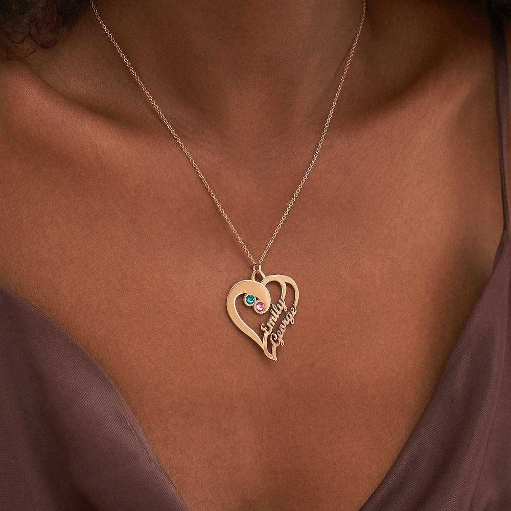 To hjerter for evigt-halskæde i rosaforgyldt sølv-4 produkt billede