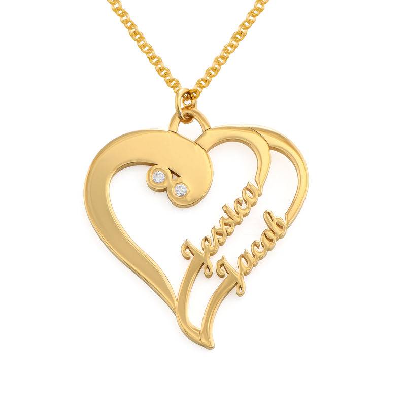 Two Hearts Forever One Necklace with Diamond in 18ct Gold Vermeil-3 product photo