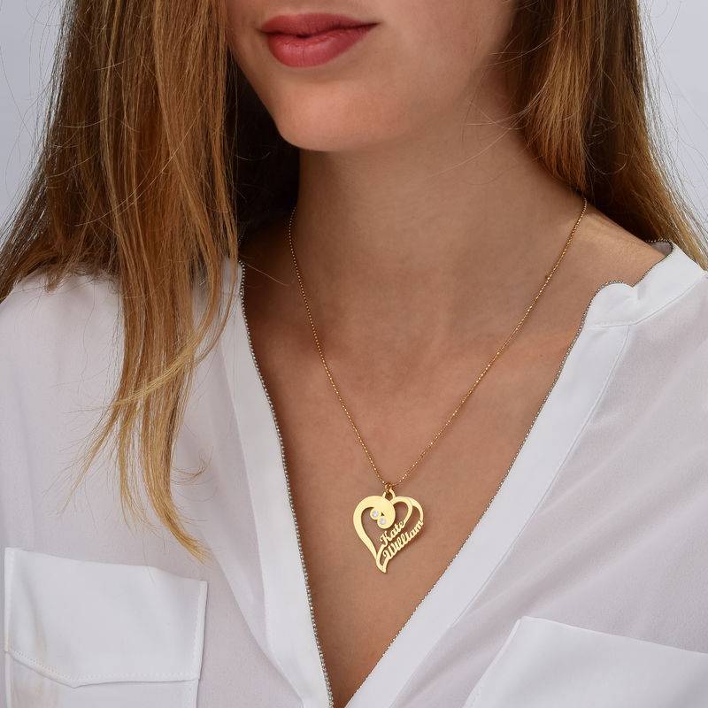 To hjerter for evigt-halskæde i 18 kt guld vermeil med diamant-2 produkt billede