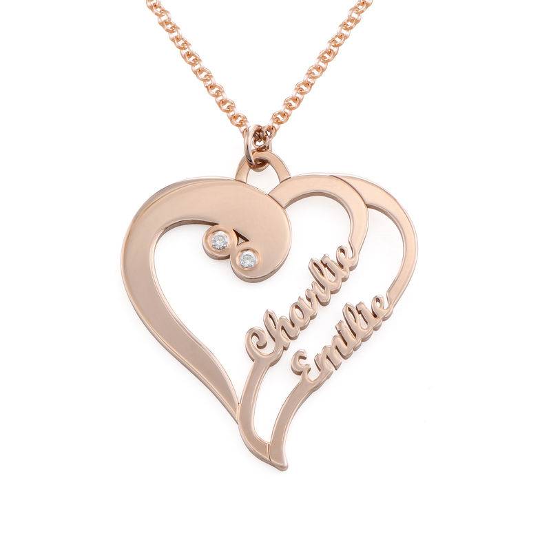 Two Hearts Forever One Necklace with Diamond in 18ct Rose Gold Plating product photo