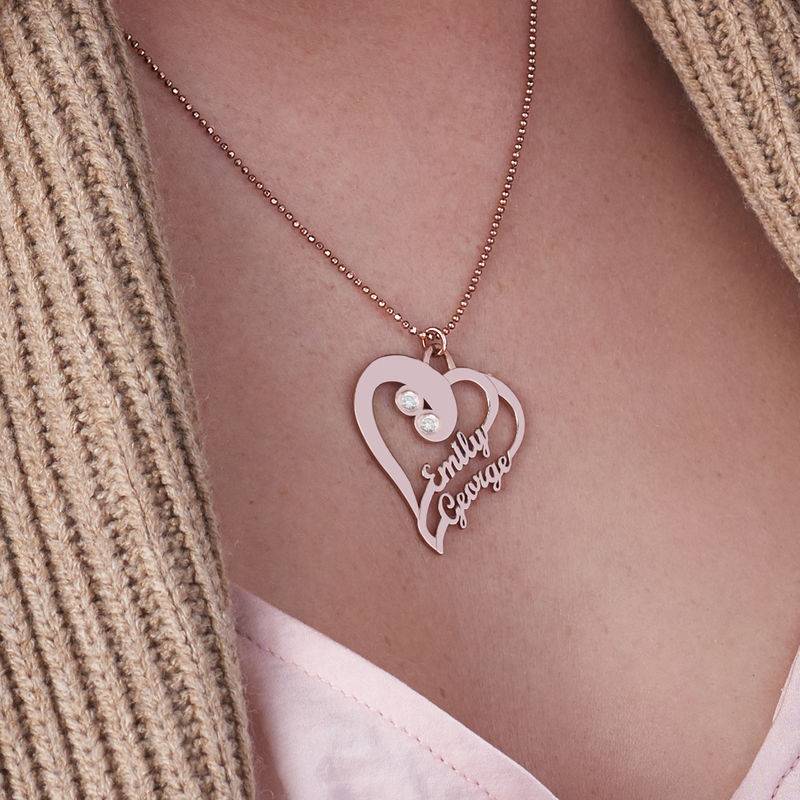 Two Hearts Forever One Necklace with Diamond in 18ct Rose Gold Plating-4 product photo