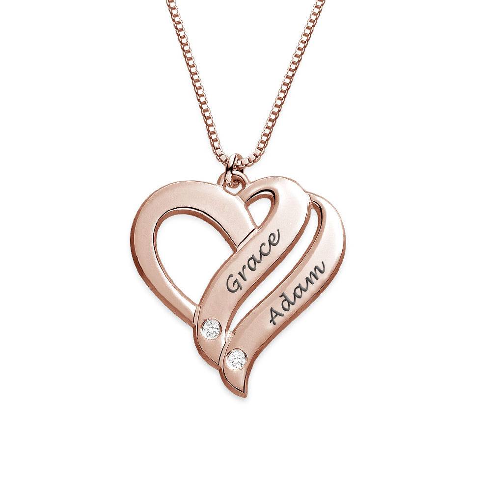 Two Hearts Forever One with Diamonds Necklace in 18ct Rose Gold product photo