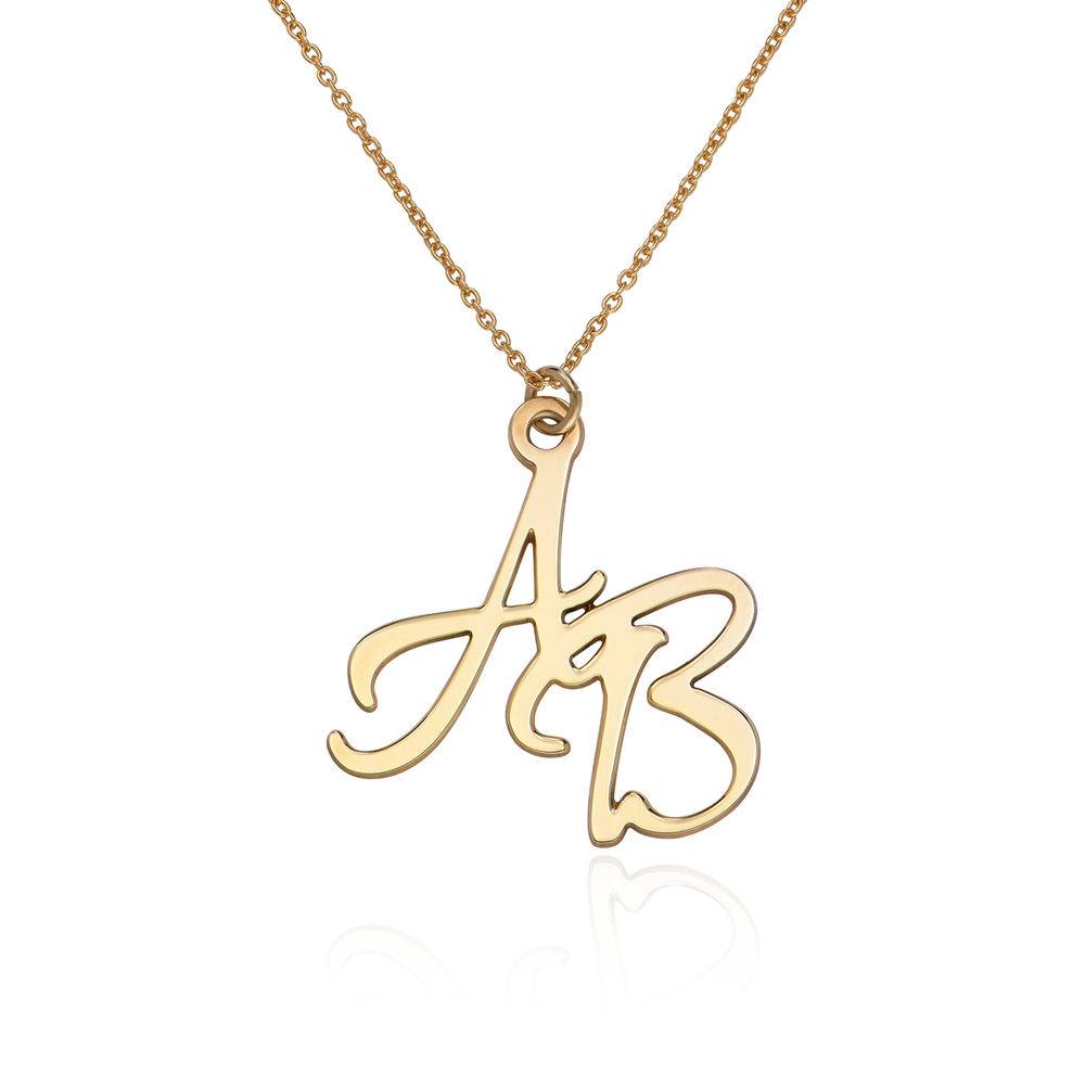 Two Initials Necklace | Sideways Heart Initial Necklace | Silver Heart |  Real Gold Personalized Letter Necklace | Tiny Heart Necklace