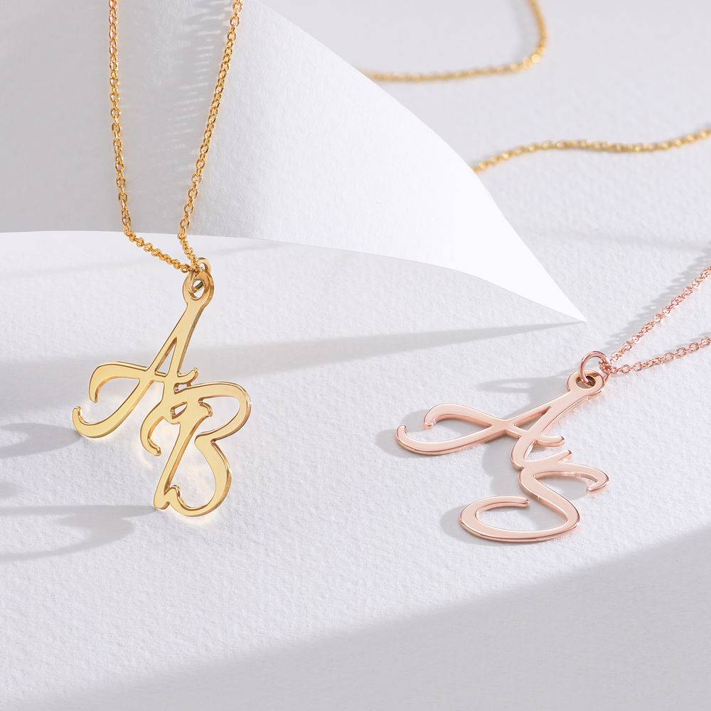 Two Initial Necklace in 18K Rose Gold Plating product photo