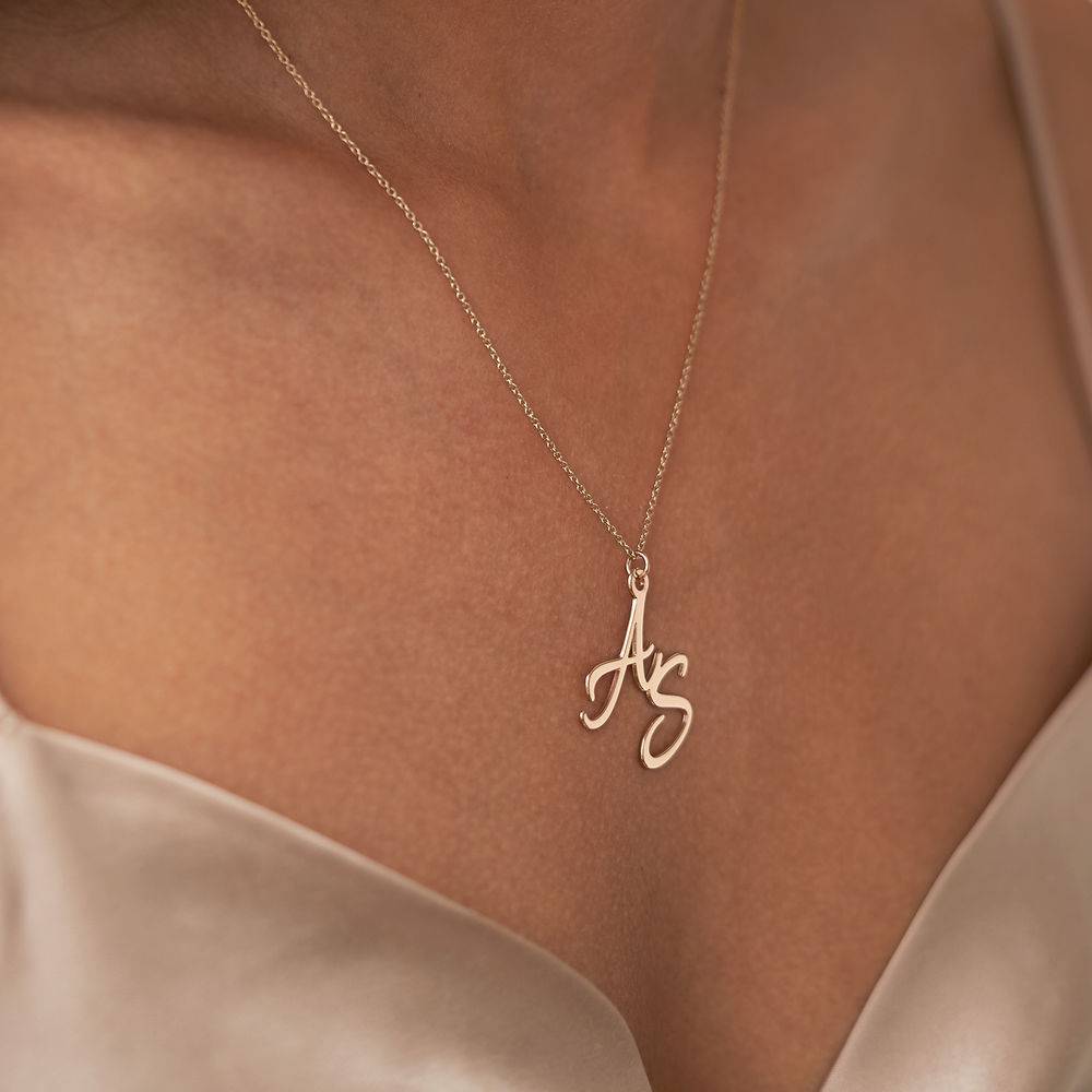 Two Initial Necklace in 18K Rose Gold Plating-1 product photo