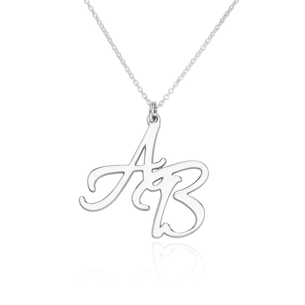 Bogstavhalskæde med to initialer i sølv produkt billede