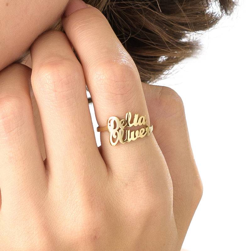 Script Double Name Ring in 18K Gold Plating-5 product photo