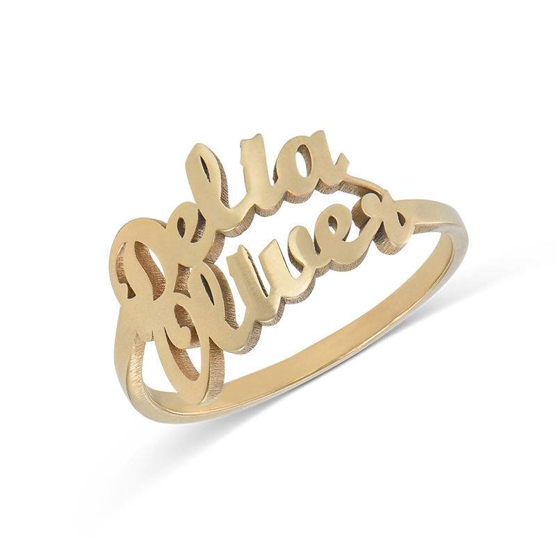 Script Double Name Ring in 18K Gold Plating-1 product photo