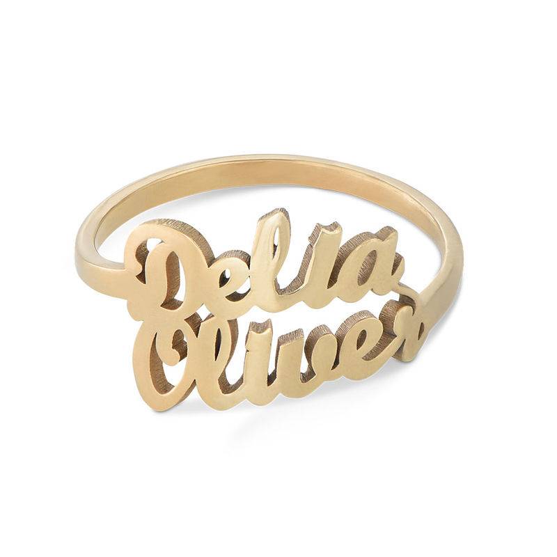 Script Double Name Ring in 18K Gold Plating-2 product photo