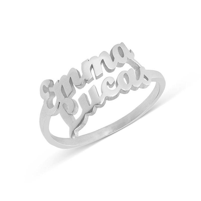 Sterling Zilveren Naam Ring met Twee Namen Productfoto