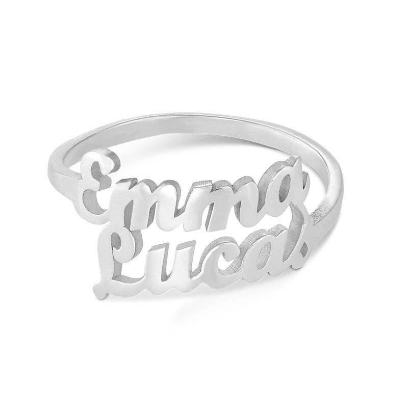 Script Double Name Ring in Sterling Silver-2 product photo