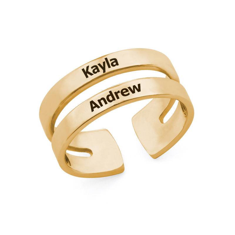 Ring met twee namen in Goud Verguld Vermeil-1 Productfoto
