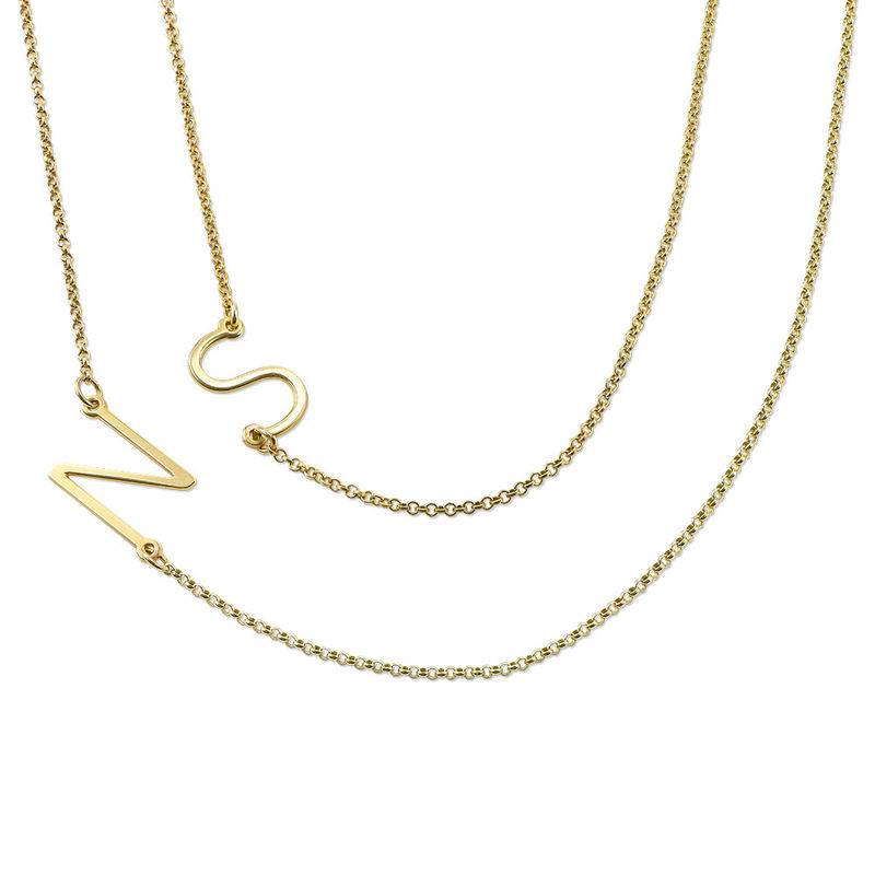 Two Sideways Initial Necklaces in 18ct Gold Plating-1 product photo